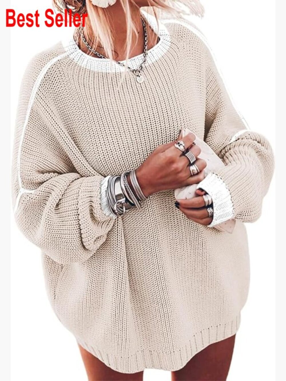Oversized Batwing Long Sleeve Knit Sweater Pullover Tops